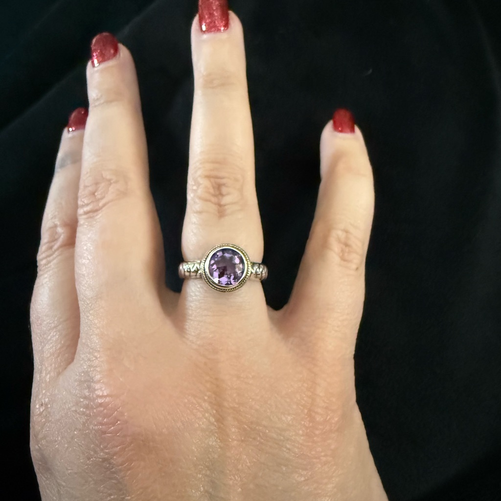 Effy Sterling Silver Ring With Amethyst Gemstone And 18k Gold Accent 140$